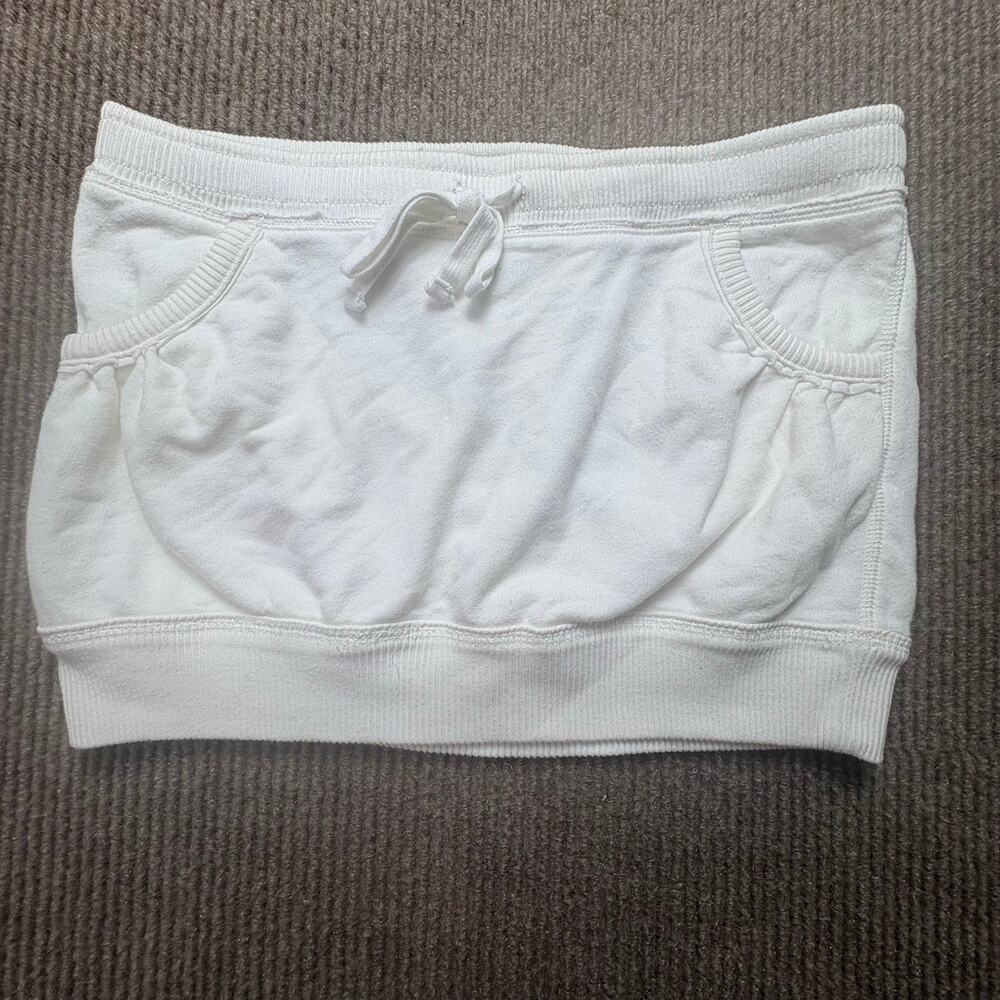 Abercrombie & Fitch S Mini Sweat Skirt Micro Low Waist Y2K 90s white Drawstring